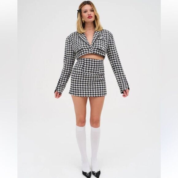 NWT For Love and Lemons Bonnie Houndstooth Blazer and Mini Skirt 1X Revolve - Picture 16 of 16